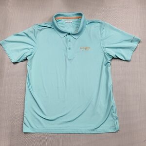 Columbia PFG Polo Shirt Men's Medium Omni-Shade Light Blue With Small Mark